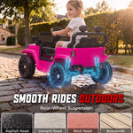 Elektro-Kinderauto 12V, Elektro-Buggy für Kinder, 2-4 km/h, 2 Motoren, Fernbedienung, Lithium-Akku, Rosa