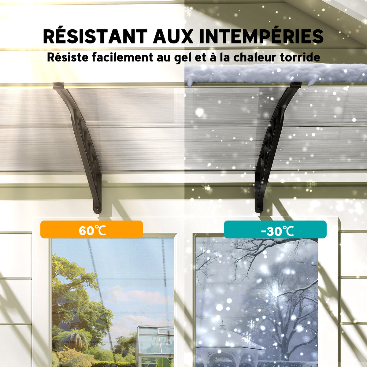 Auvent de porte toit marquise en polycarbonate auvent de porte d'entrée bord en aluminium contre la pluie et UV