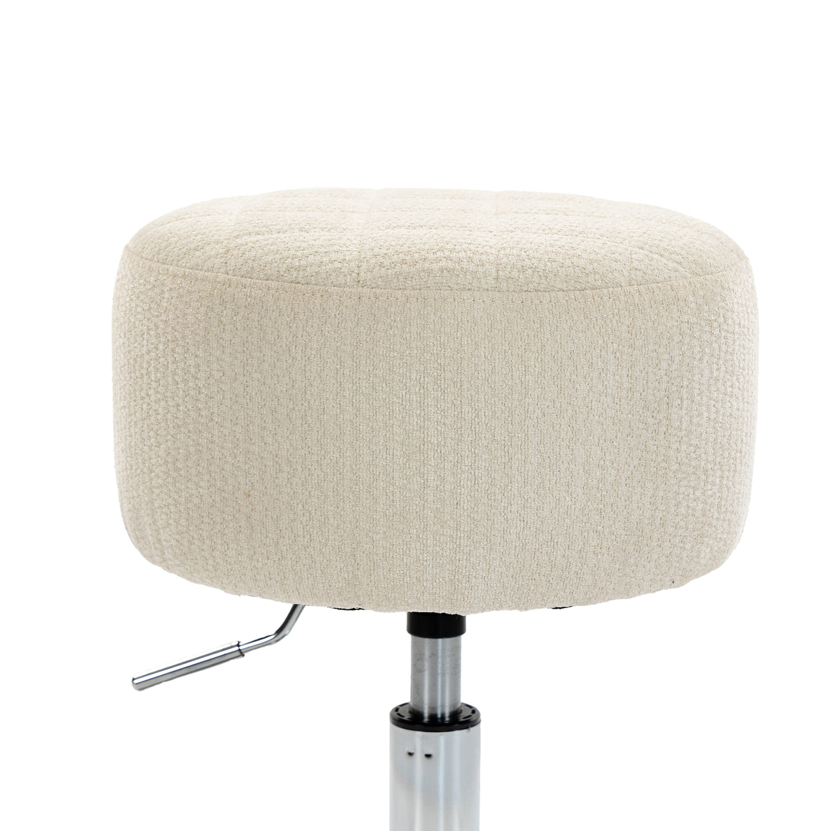 Sgabello da toeletta in ciniglia, sgabello da trucco girevole, sgabello da bar regolabile in altezza 51-66 cm, crema