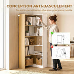Bibliothèque d'angle rotative 350° à 5 niveaux, étagère de rangement extensible en forme L, 60-111x24x164cm, chêne