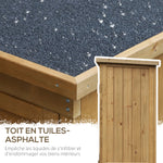 Armoire de jardin remise pour outils en bois 2 étagères toit bitumé portes persiennes 87 x 47 x 160 naturel