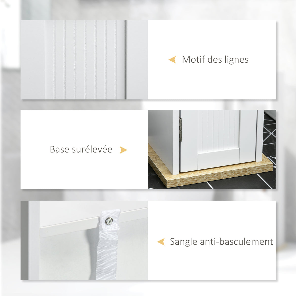 Meuble de salle de bain support papier toilette avec placard et étagères réglables 20 x 20 x 80 cm blanc