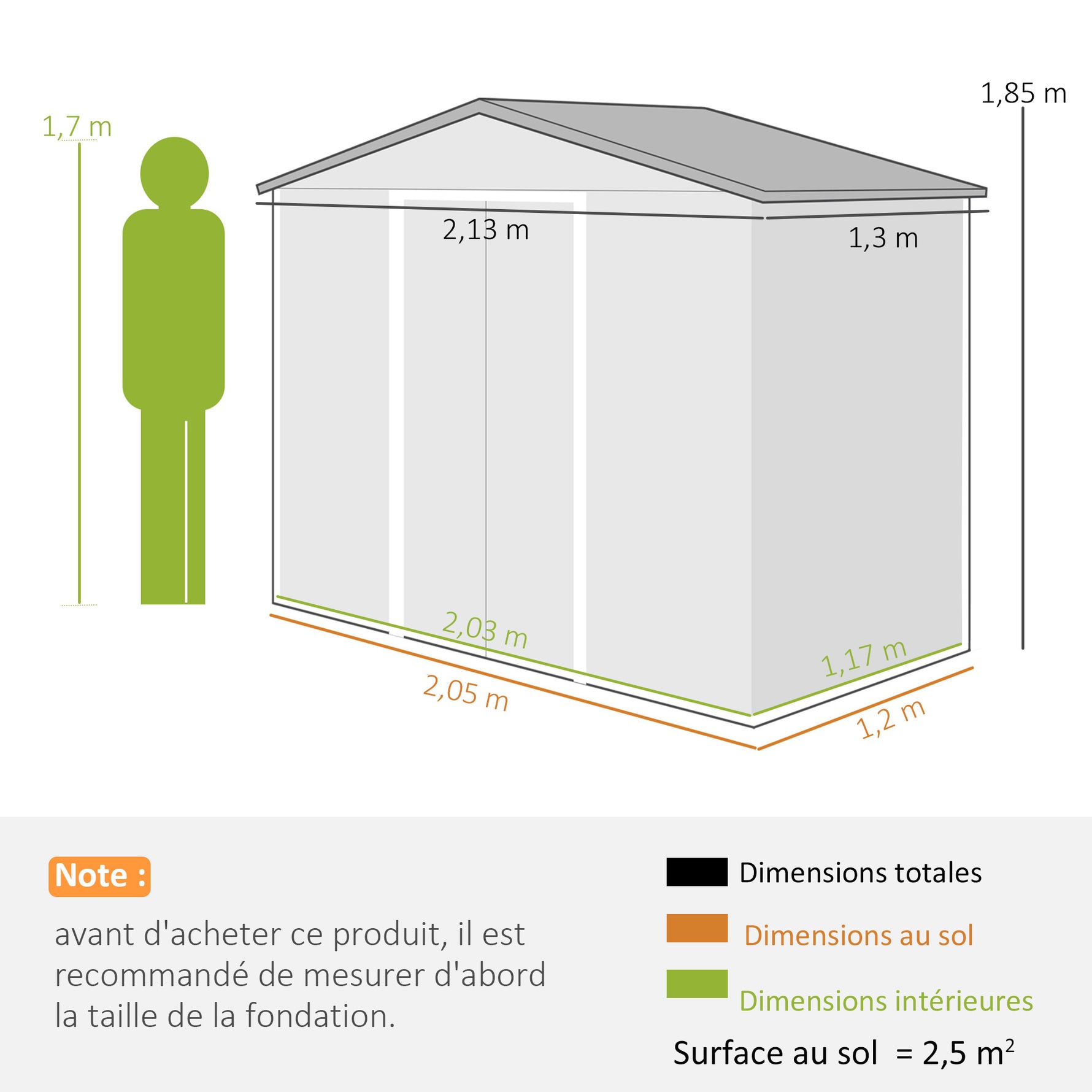 Abri de Jardin 2,77 m² cabane de jardin armoire de jardin Dim. 213L x 130l x 185H cm Porte coulissante Acier marron