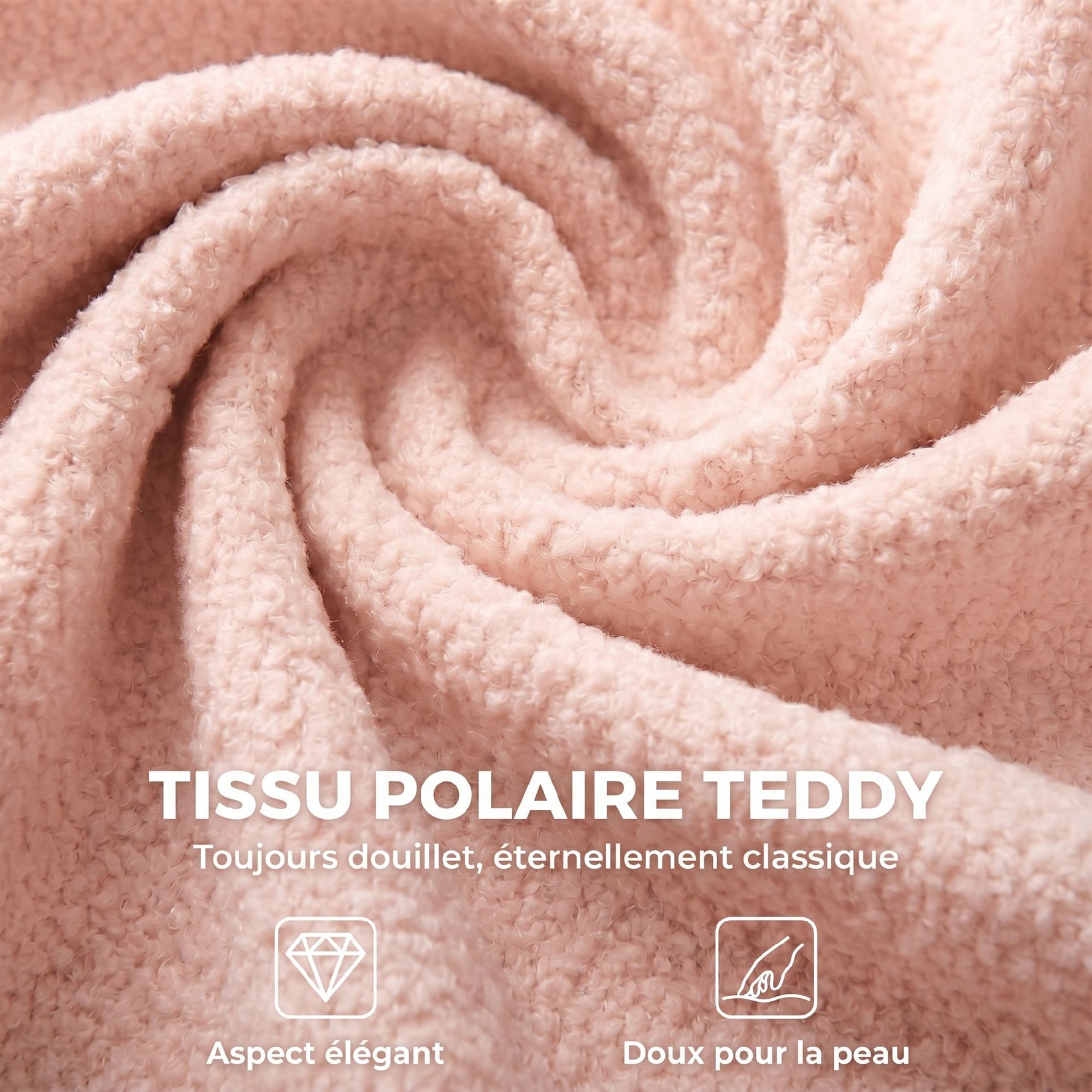 Chaise de Bureau Pivotante en Fourrure Teddy, Hauteur Réglable, Roulettes, Mousse Haute Résilience, Rose