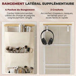 Commode 4 tiroirs en tissu, meuble de rangement avec 4 poches, 2 crochets, structure en acier, 45 x 30 x 94,5 cm, Beige