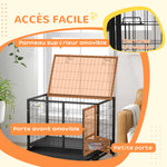 Cage pour chien cage de transport sur roulettes avec support de gamelle plateau amovible 2 portes verrouillables