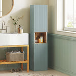 Mobile a colonna per bagno, mobiletto, 2 ante, scomparto e ripiani regolabili, 30x24x140cm, verde
