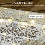 Renne et traîneau lumineux de Noël avec 170 LED blanc chaud, décoration de Noël pour intérieur et extérieur, 50x29x42cm
