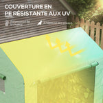 Serre de jardin 2,8m² avec 1 grande porte enroulable et 2 fenêtres, dim. 200L x 140l x 200H cm, vert