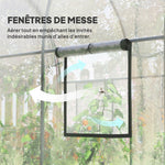 Serre de Jardin Tunnel 6 m² 3L x 2l x 2H m châssis Tubulaire renforcé Porte zippée 2 fenêtres enroulables - transparent