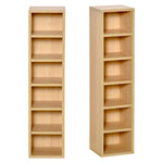 Lot de 2 étagères colonnes Armoire de Rangement CD-DVD 6 + 6 Compartiments dim. 21L x 19l x 88H cm capacité Max. 160 CD Naturel