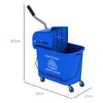 Chariot de nettoyage lavage seau de ménage 20 L avec essoreur et séparateur eau sale propre bleu 60L x 27l x 70,5H cm