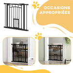 Barrière de sécurité animaux chien porte fermeture automatique sans perçage de 74 à 80 cm acier noir
