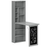 Bureau avec rangement pliable murale rabattable avec bibliothèque poste de travail tableau à craie et étagère réglable