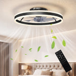 Ceiling fan with light and remote control, 50 cm ceiling fan light with 6 speeds, black