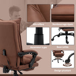 Fauteuil de bureau massant et chauffant, chaise de bureau, hauteur réglable, dossier inclinable, 66x74x121,5cm marron
