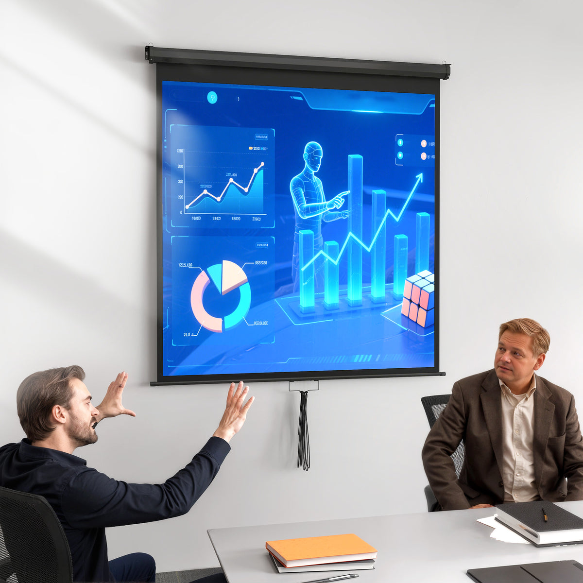 Écran de projection TV et Home Cinema de 85 Pouces vidéo projecteur 1:1 4K HD, 146L x 146H cm