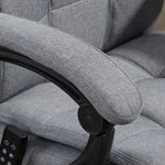 Chaise de bureau de massage chauffante réglable en hauteur de 116-124 cm ergonomique inclinable tissu effet lin, gris