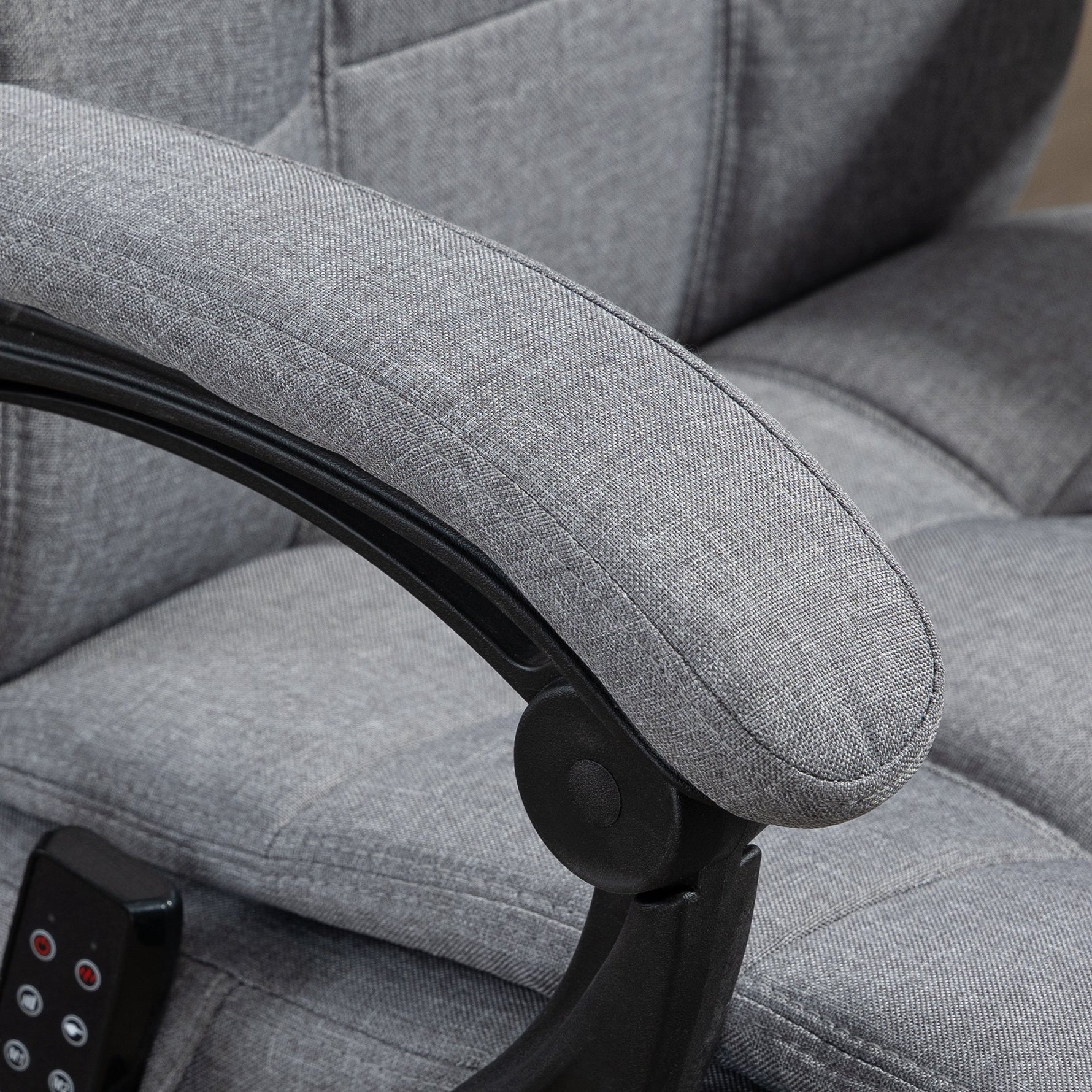 Chaise de bureau de massage chauffante réglable en hauteur de 116-124 cm ergonomique inclinable tissu effet lin, gris