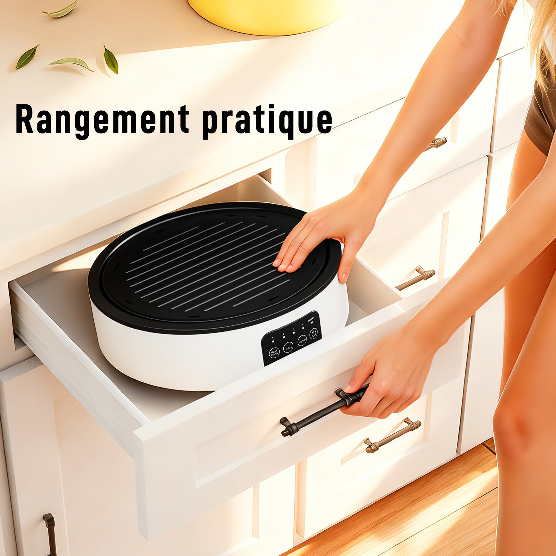 Plaque de cuisson et de barbecue 2 en 1 céramique, 2000 W, 4 niveaux puissance, chauffage infrarouge, blanc