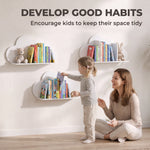 Set di 3 mensole portalibri da parete per bambini, a forma di nuvola, libreria per bambini 3-8 anni, bianco