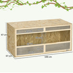 Terrario in legno OSB per rettili con porta scorrevole in vetro - 100 x 47 x 47 cm naturale