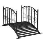 Pont de Jardin Pont en acier avec Garde-corps latéraux, Charge Maximale 120 KG, décoration Jardin, 119 x 67 x 70 cm noir