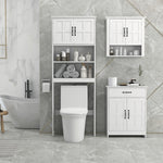 Meuble WC dessus de toilette armoire de rangement de salle de bain avec niches placard à double porte étagère réglable