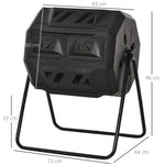 Composteur de Jardin - bac à Compost pour déchets - Rotatif 360° - Double Chambre 160 L - Acier PP Noir