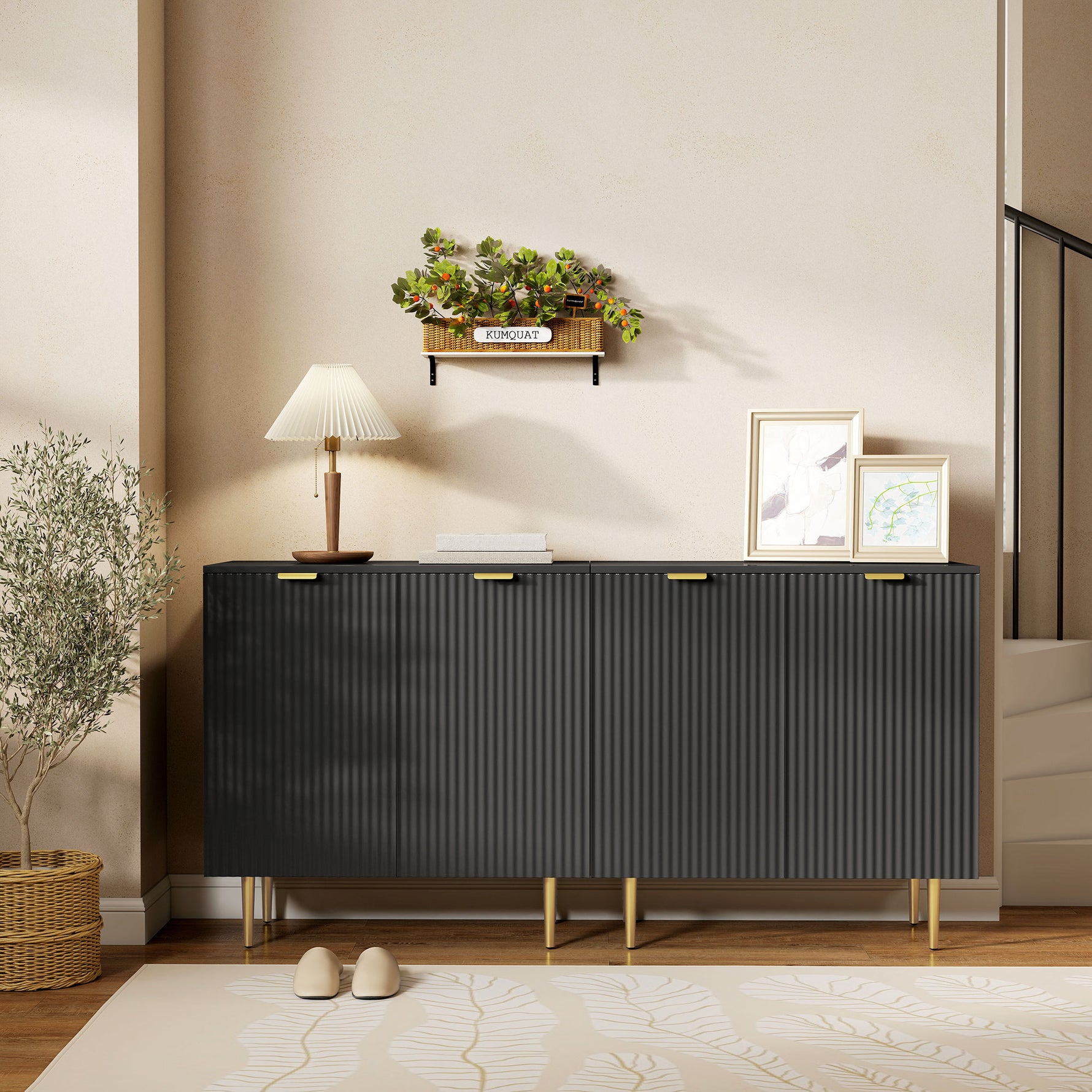 Buffet cuisine meuble de rangement avec 2 portes étagère réglable pieds métalliques surélevés 80 x 40 x 80 cm noir