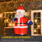 Père Noël Gonflable LED 2,4H m avec hotte Polyester imperméable Rouge