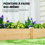 Carré Potager de jardin en Bois massif, Jardinière Surélevé avec séparateur, 235 x 121 x 26 cm, effet Bois Naturel