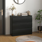 Commode 3 tiroirs, Meuble de rangement épuré pour chambre, intérieur, 80l x 39P x 73H cm