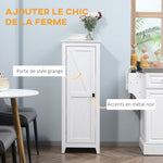 Armadietto da appoggio credenza cucina mobiletto multiuso per bagno salvaspazio stile classico con 2 ripiani regolabili - Altezza 120 cm in legno bianco
