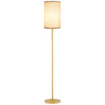 Lampadaire design 40 W max. piètement mât acier doré abat-jour lin crème dim. 25,5 x 25,5 x 157 cm doré et beige