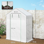 Serre de jardin avec 1 porte 1 fenêtre étagères 3 niveaux pour Légumes Plantes Fleurs Bâche PE 143 x 74 x 190 cm blanc