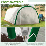 Serre de Jardin Tunnel 18 m² dim. 6L x 3l x 2H m - 8 fenêtres, Porte zippée Enroulable, Acier galvanisé, bâche PE, Blanc