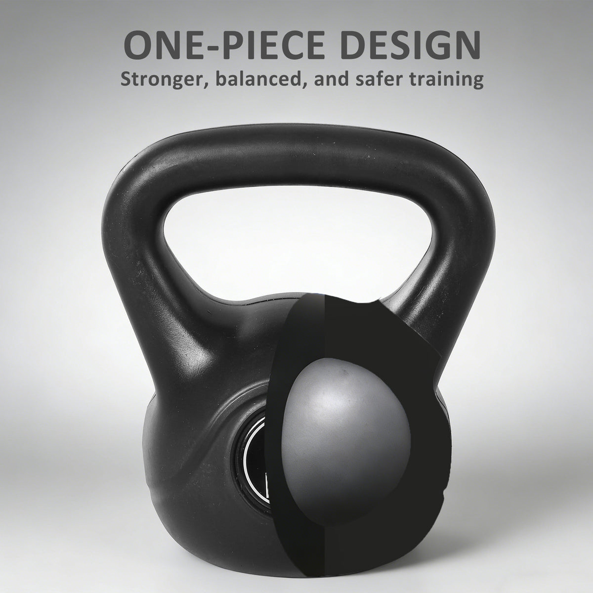 Kettlebell 8 kg, haltère avec poignée ergonomique, haltère à boule, musculation, entraînement, 22 x 17 x 24 cm noir