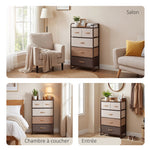 Commode Meuble de Rangement 5 tiroirs Pliables en Tissu 58 x 29 x 99 cm Multicolore
