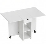 Tavolo da pranzo pieghevole, tavolo da cucina allungabile per 2-4 persone, 2 ribalte, 120 x 72 x 75 cm, bianco