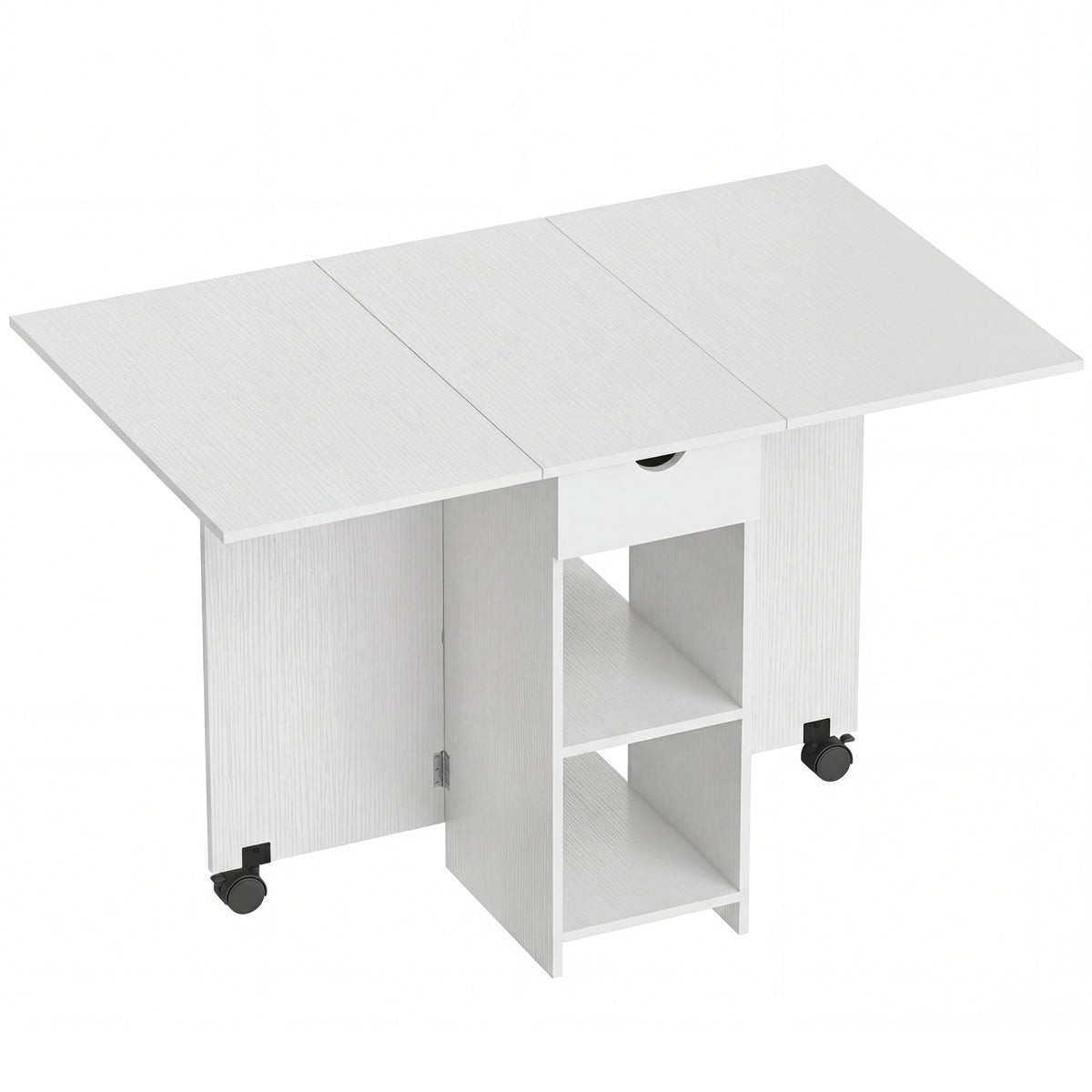 Tavolo da pranzo pieghevole, tavolo da cucina allungabile per 2-4 persone, 2 ribalte, 120 x 72 x 75 cm, bianco