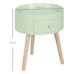 Table basse table de chevet table de nuit ronde design scandinave bout de canapé avec tiroir pieds effilés inclinés