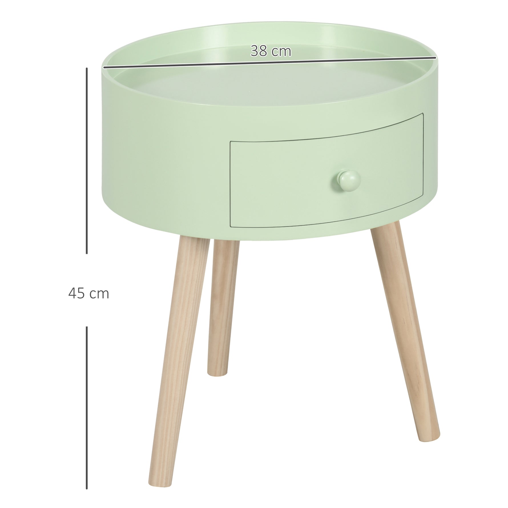 Table basse table de chevet table de nuit ronde design scandinave bout de canapé avec tiroir pieds effilés inclinés