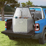 Caja de herramientas para remolque, caja de almacenamiento de aluminio bloqueable, forma trapezoidal, 73,7 x 41 x 46 cm, plateada