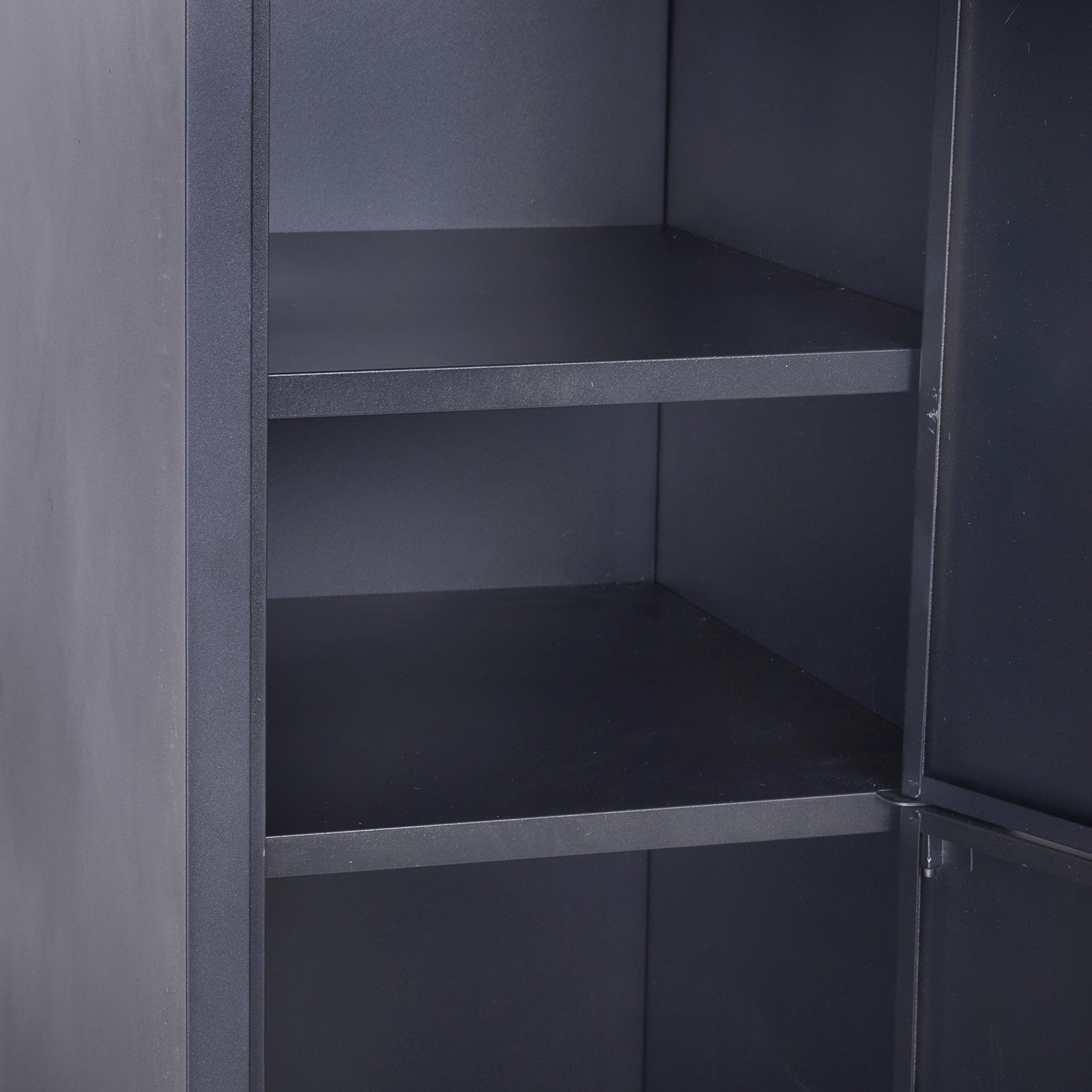 Armoire à casiers à 4 niveaux, casier vestiaire métallique avec 2 portes verrouillables à 2 clés, 38x46x180cm, noir