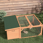 Clapier d'extérieur, cage lapin avec enclos, toit en asphalte, cadre en bois, 125,5 x 100 x 49 cm, orange