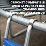 Échelle de Trampoline 2 Marches Larges avec Crochet Universel, Cadre en Acier Galvanisé, Charge 150 kg, 97x32x7 cm, Bleu
