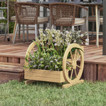 Jardinière sur Pieds carré Potager 3 étages avec 2 roues Charrette Bois Sapin, dim. 62L x 61l x 57H cm