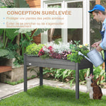 Jardinière sur Pieds Potager dim. 122,5L x 56,5l x 76H cm Inserts d'irrigation + Feutre de Drainage Bois Massif Sapin