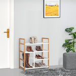 Etagère à Chaussures - étagère de Rangement - Meuble Chaussures 4 Niveaux Bois de pin étagères à Lattes MDF Blanc